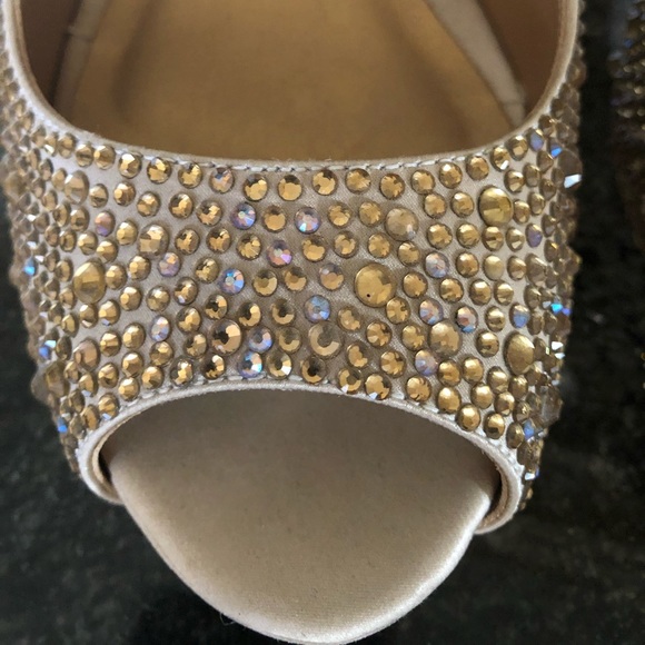 Benjamin Adams Crystal Rhinestone Heel Peep Toe 7 - Picture 10 of 15